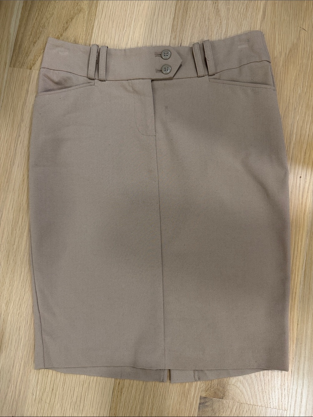 Papaya Taupe Pencil Skirt with Front Seam